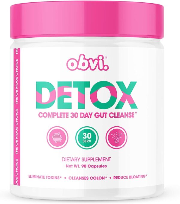 Obvi Detox, Flush Out and Eliminate Toxins, Support Weight Loss, Cleanse Colon, Packed with Antioxidants, Support Liver Health, Reduce Bloating, Soothe Stomach Pain, All Natural (30 Servings)